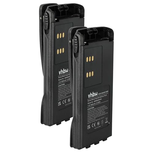 2x batteria compatibile con Motorola GP580 GP540 GP340 GP360 GP640 GP380 radio 1800mAh 7.2V NiMH + clip