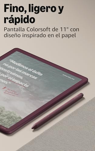 Miniatura 4 de Amazon Kindle Scribe Colorsoft (última gen.): fino, ligero y rápido, con pantalla a color de 11" similar al papel y luz frontal; escribe en cuadernos integrados, documentos y libros (64 GB, grafito)