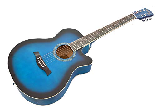 Image of BLUEBERRY B-40, Acoustic Guitar Kit Inbuilt Truss Rod with Bag, Belt, One Pack Strings & Picks - 40 Inch (Blue)