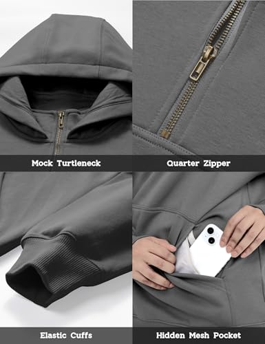 FAIABLE Mens Quarter Zip Up Hoodie Waterproof Heavyweight Hoodies Fleece Zipper Sweatshirt Rain Resistant Jacket for Men4