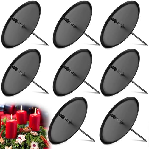 8 Stück Adventskranz Kerzenhalter, 6 cm Schwarz Adventskerzenhalter...