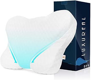 Luxureal Contour Memory Foam Pillow, Cervical Neck Support Pillow for Side Back Stomach Sleepers, Bed Orthopedic Pillows for Neck and Shoulder Pain with Removable Pillowcase
