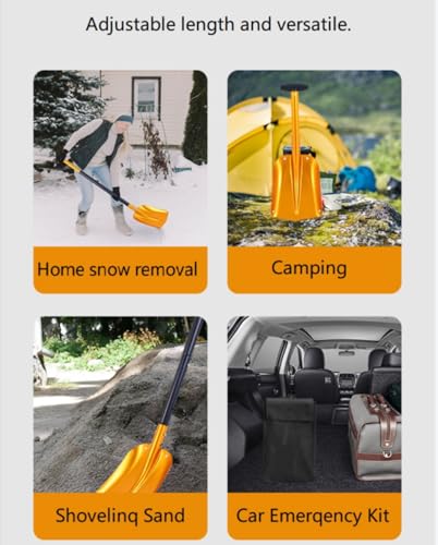 Pelle à neige amovible en aluminium, pelles à neige portables for voiture avec poignée en T, pelle à neige portable, petite et compacte pelle d'urgence for le camping sur neige, le ski, couleur or/392 – vue 7