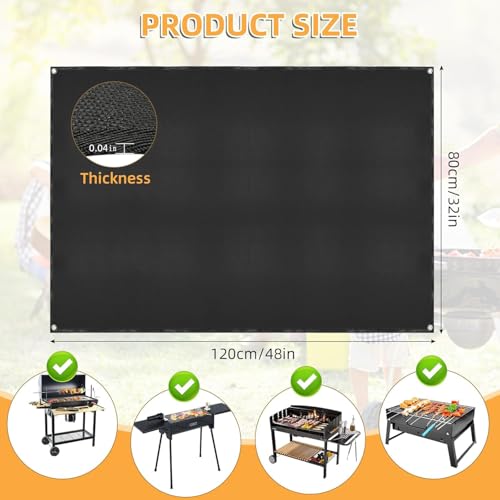 Under Grill Mat for Outdoor Grilling, 32 x 48 inches Double-Sided Fireproof Waterproof BBQ Protector for Deck and Patio Under Grill Mat for Outdoor BBQ by SONGC - Image 2
