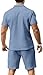 KUYIGO Men's Polo Shirt and Shorts Set Summer Beach Fashion Casual Short Sleeve Suit for Men 2 Piece Tracksuit Grey Blue XXL