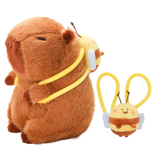 Image of Capybara Plush with Clothes & Accessories,Christmas Stuffed Animals, 10.2 in Cute Capybara Stuffed Animal Plush Toys,Birthday Gifts&Dress Up Cute Plushies for Boys /Girls (Bee)