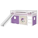 Das Hochbett hat eine Liegefläche von 90 x 200 cm und eine umlaufende Absturzsicherung, die Ihr Kind vor dem Herunterfallen schützt