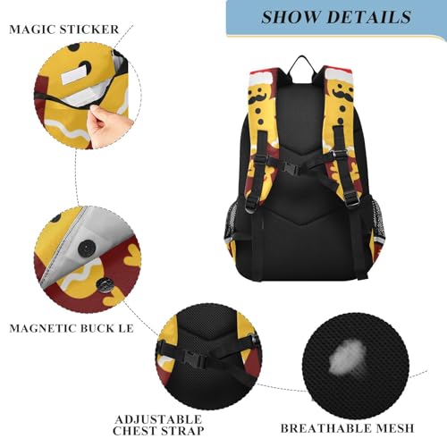 traveling backpacks for kids 8-12： modern book bags for youth in assorted colors - Merry Christmas Cute Yellow Gingerbread3