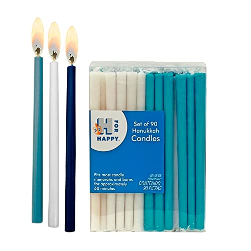 Rite Lite Deluxe Blue & White Chanukah Candles Bulk Pack of 90 for Menorah - Hanukkah Candles Gifts Decor Party Favors Decorations Jewish Holiday Party Festival of Lights