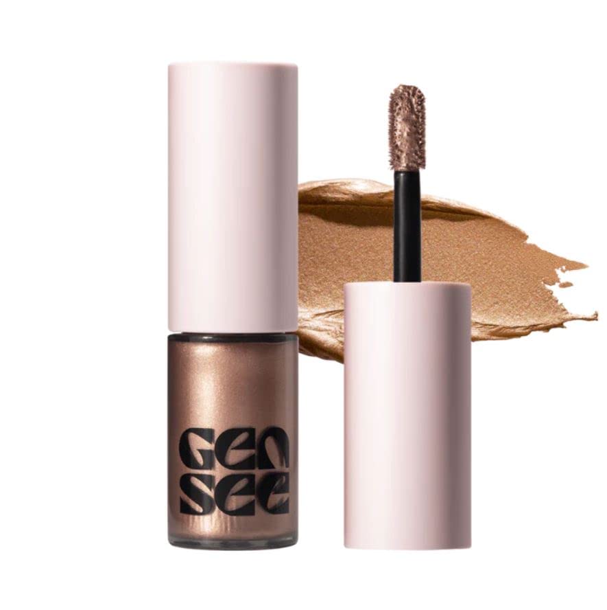 Gen See Mixed Media Metallic Liquid Eyeshadow, First Light – High Shine Molten Metal Eye Color, Featherlight Full Coverage Shimmer, Multi-Use Highlight Makeup, Vegan Cruelty-Free, Made in Italy