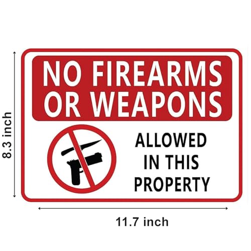 Image of CVANU NO FIREARMS OR WEAPONS Allowed in This Property Warning Safety Self-Adhesive Waterproof PVC Vinyl Sign Sticker Size (11.7inchX8.3inch) Pack of 15