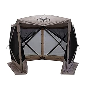 Gazelle Tents 4 Person Waterproof Pop Up 5 Sided Portable Gazebo Screen Canopy Tent with Large Main Door, Wind Panels, and Screens, Desert Sand