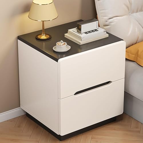 Mesita de noche con cajones, mesitas de noche para dormitorio, mesitas auxiliares para dormitorio, diseño anticolisión con esquinas redondeadas, mesa auxiliar para sofá de dormitorio 2 drawers,40cm
