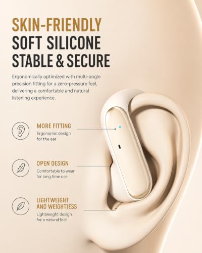 Image of D300 OWS Open Ear Wireless Earbuds with BT v6.0, ENC Mic for Calling, 50hr Playtime with Type C Fast Charging, Low Latency Gaming, Ideal for Running, Cycling and Gym, Dust & Waterproof. Beige