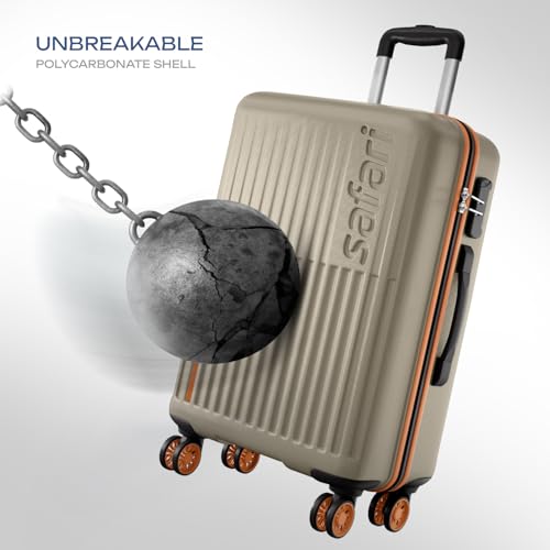 Image of Safari Astra Neo 8 Wheels 76cm Large size Check-in Trolley Bag, Hard Case Polycarbonate, 360 Degree Wheeling Luggage for Men & Women, Travel Bag, Suitcase for Travel, Trolley Bag for Travel, Champagne