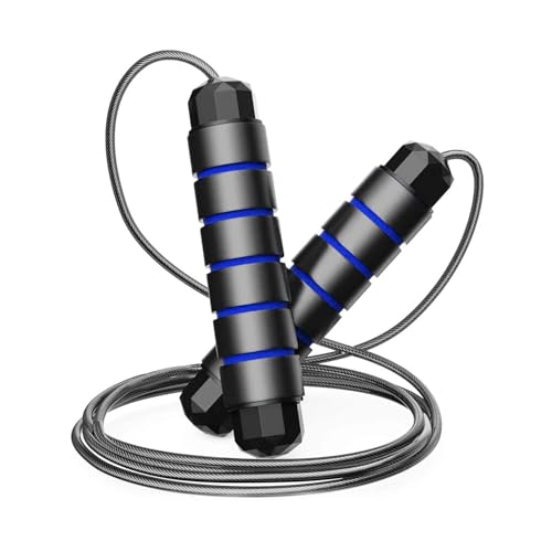 Image of VICTORY Professional Adjustable Skipping Rope Speed Cable With Comfortable Handles Speed Skipping Rope /Exercise Rope For Men, Women Workout (Blue)