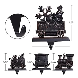 WBHome Christmas Stocking Holder Set, Train Patterns & Anti-Skid Hanger for Fireplace Mantel Holiday Decorations, Set of 4 WBHome Christmas Stocking Holder Set Train Patterns Anti Skid Hanger for Fireplace Mantel Holiday Decorations Set of 4