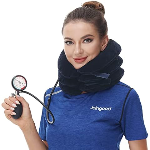 Joingood Cervical Neck Traction Device, Inflatable Neck Stretcher for Neck Pain, Neck Decompression, Neck Tension Relief, Adjustable Neck Support Brace with Pressure Gauge for Home Office Use Cover
