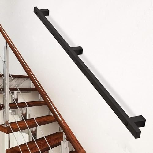 Rampe d'escalier moderne de 240cm en fer forgé noir mat - 2