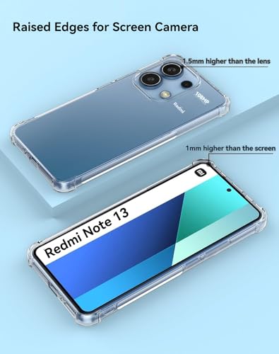 Case for Redmi Note 13 4G 6.67 Inch Clear TPU Four Corners Military-Grade Protection Cover Transparent Soft funda