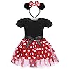 AmzBarley Baby Meisjes Polka Dot Jurk Kids Fancy Party Dressing Up Kostuum Kind Verjaardag Jurken Outfit Halloween Cosplay Muis Oren Hoofdband