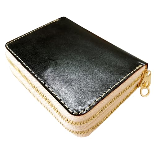 栃木レザー 蛇腹ダブルファスナー財布 本革 財布 レディース 小銭入れ 札入れ カード収納 ラウンドファスナー 大容量 やさしいおかん ブラック