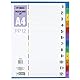 D.RECT Dividers for A4, PP12, 12 dividers, Ring Binder Index, tabs with Number Print 1-12, Multicoloured, Colour Divider Made of Polypropylene, Polypropylene
