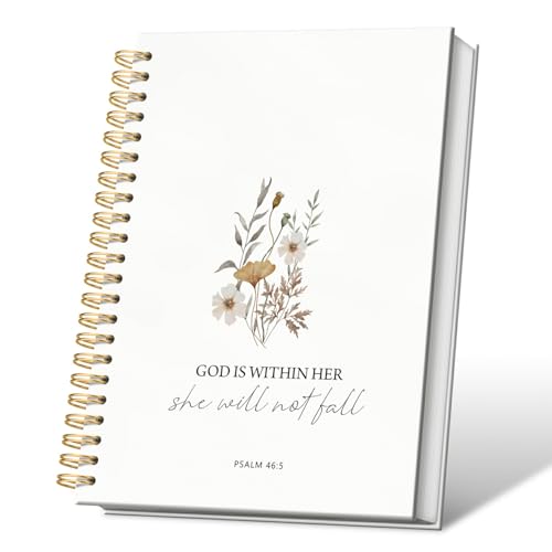 VONTP Christian Bible Journal for Women Notebook,God is Within Her She Will Not Fall Spiral Notebook Hardcover,College Ruled Notebook Journal for Writing,Christian Gifts for Women Friend Teens, 5.5x8.3