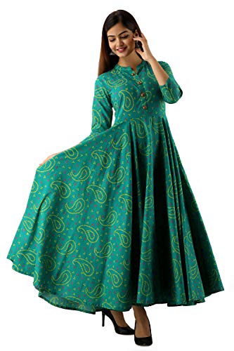 Image of Glam Roots Women's Pure Cotton Printed Anarkali Kurta