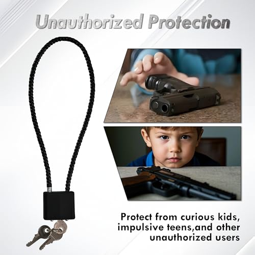 TaShow Gun Locks, 12 Pcs Heavy Duty Steel Gun Lock Cable with Covered Body and Universal Fit, Cable Locks with Keys and Unauthorized Protection for Most Pistols, Rifles, Short Guns, and Airsoft Guns by TaShow - Image 6