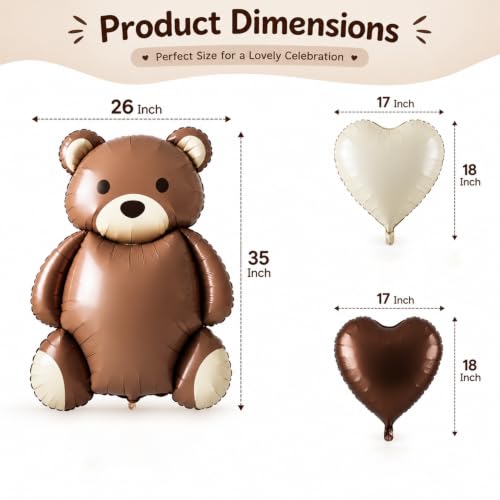 Image of Teddy Bear Theme Foil Balloons For Birthday, Baby Shower, Anniversary & Party Decoration | Set of 6 Pcs