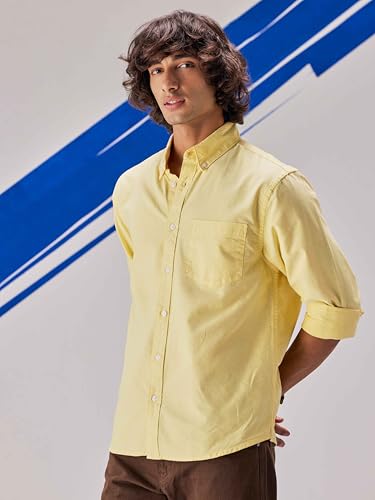 Image of UNSTD Men Solid Cotton Oxford Shirt Full Sleeves | Regular Fit Premium Shirt for Men | Office & Casual Wear
