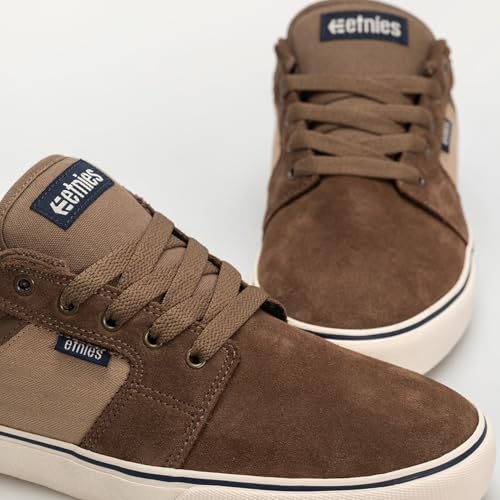 Image of Etnies Barge LS - Classic Skate Look, Slim Vulcanized Silhoutte, Hefty Armored Collar, Reinforced Vulc - Brown /Tan /Blue - 8