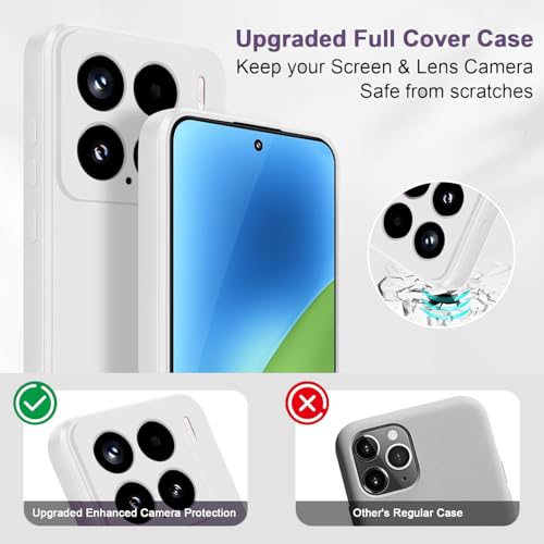 Image of DIZORO Compatible with Mi Xiaomi 15 5G Back Cover case with Upgraded Square Edges for Camera Protection Shockproof Flexible Matte Liquid Silicone Mobile Phone Case- White