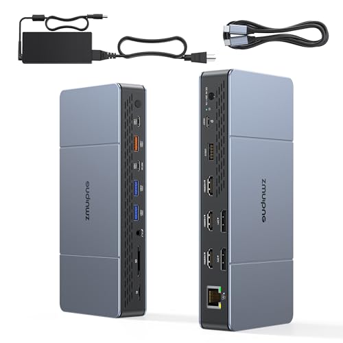 Estación de acoplamiento de 3 monitores para MacBook M4 y portátiles USB-C con base 18 en 1