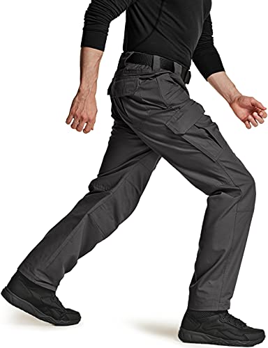 Cqr Men's Tactical Pants, Water Resistant Ripstop Cargo Pants, Lightweight Edc Hiking Work Pants, Outdoor Apparel, Ripstop Mag Pocket Charcoal, 40W X 30L #TOP2