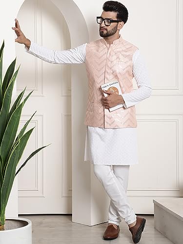 Image of SOJANYA (Since 1958 Men's Cotton Seqence Kurta & Pyjama with Nehrujacket