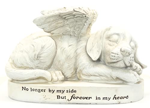 Bellaa Dog Statues 10 Inch Labrador Golden Retriever Puppy Outdoor Garden Angel Pet Memorial Monument Grave Marker Tribute Stone Finish Sculptures Home Decor #TOP5