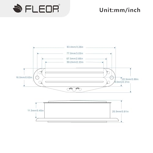 FLEOR Alnico 5 Hot Rail Humbucker Single-Coil-Sized Pickup Neck+Middle+Bridge Pickup Set, Cream, Cream N+M+B Set, 6K+9K+12K - Image 2