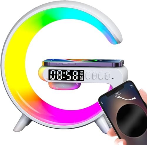 Wireless Speaker Charger Light | Wireless Charger Lamp | Wireless Charger Atmosphere Lamp | Wireless Phone Charger | G Shape LED Wireless Charging Speaker | Music Stand Light with Blue Tooth Speaker