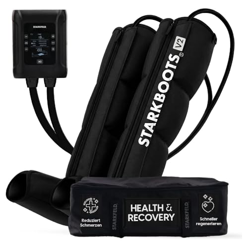 STARKBOOTS V2 Lymphdrainage & Recoverysystem | Gegen schwere Beine & Muskelkater | 4h Akku kabellos | 40-200 mmHg | Erweiterbar mit STARKHIPS & STARKSLEEVES | Größe M