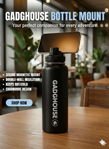 GadgHouse 40oz Stainless Steel Water Bottle with Magnetic Phone Holder, Compatible with Apple and Android. Leakproof, Insulated, BPA-Free, Keeps Hot 12H Cold 24H, for Gym, Office, Travel (ONYX BLACK) - Image 6