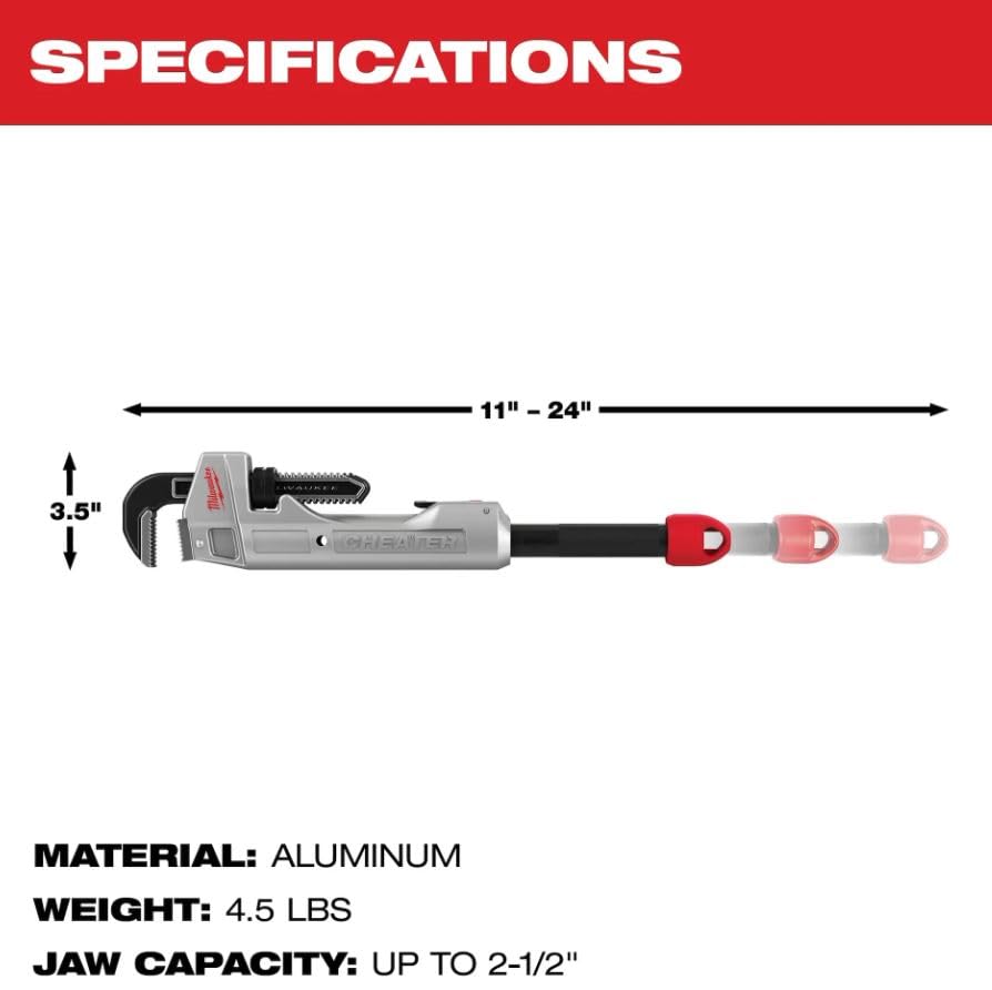 Milwaukee 48-22-7318 Llave de tubo de tramposo ajustable de aluminio