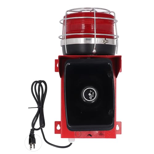 120DB Sound Light Reminder Water Proof LED Beads Volume Control Audible Visual Alarm for Port Machinery Industry (US Plug 110V)