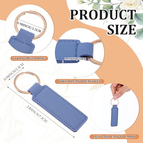 Image of Leather Key Fob Kit with Metal Rings, PU Leather Keychains Blank for Laser Engraving, DIY Craft Tools