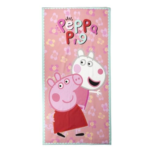 CERDÁ LIFE'S LITTLE MOMENTS Serviette de Bain Peppa Pig - Rose - 70x140 cm - 100% Polyester 250 g/m² - Petite Serviette - Imprimé Peppa Pig et Suzy -...