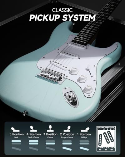 Image of DONNER DST-80 Electric Guitar 39 inch Beginner Electric Guitar Kit with Amp, Classic SSS Pickup Complete with Gig Bag, Tuner, Capo, Strap, Picks, and Free Online Lessons