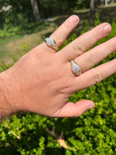 HarlemBling Men’s 0.6ct Moissanite Ring – 14k Gold Over 925 Sterling Silver, 0.25ct Center Stone, VVS D Color, Passes Diamond Tester | Iced Out Round Pinky Ring3