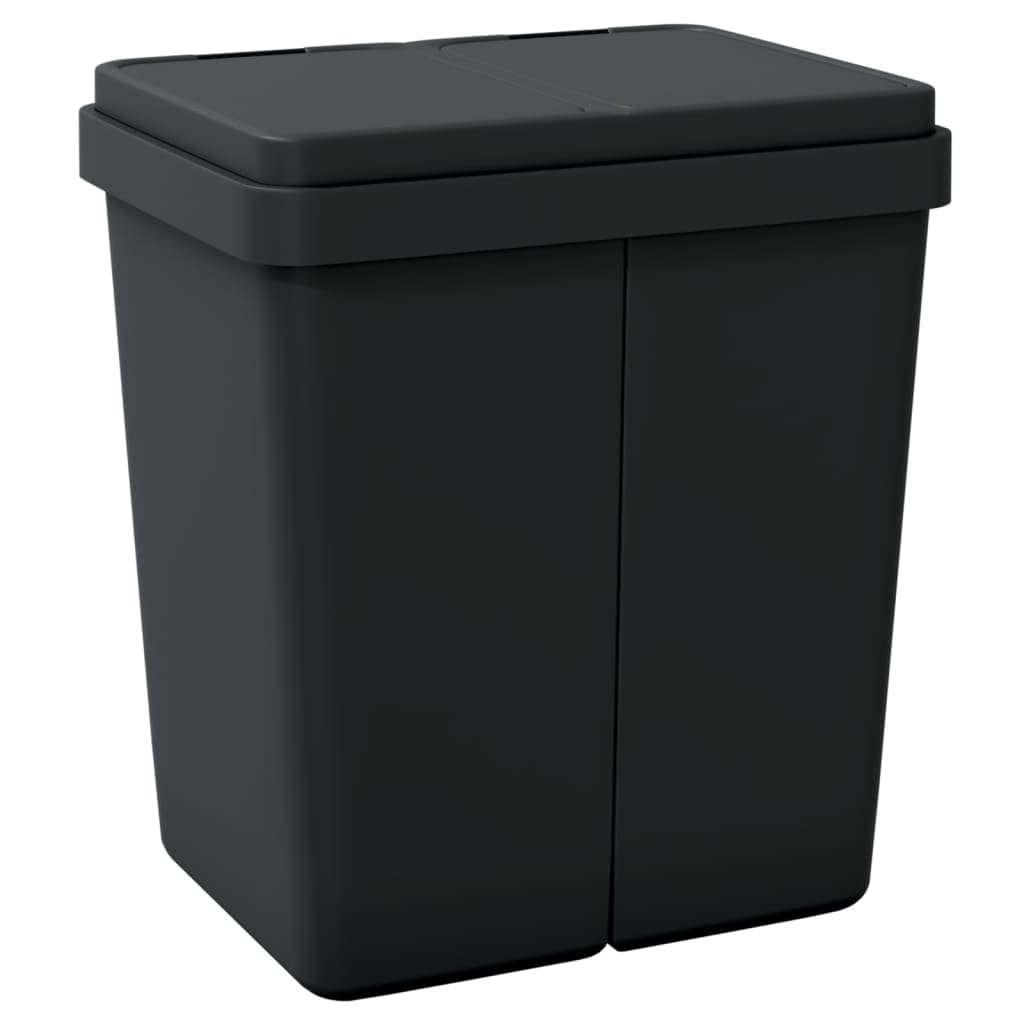 vidaXL Poubelle double anthracite 2x25 L, poubelle de cuisine double, bac de recyclage double, poubelle à deux compartiments