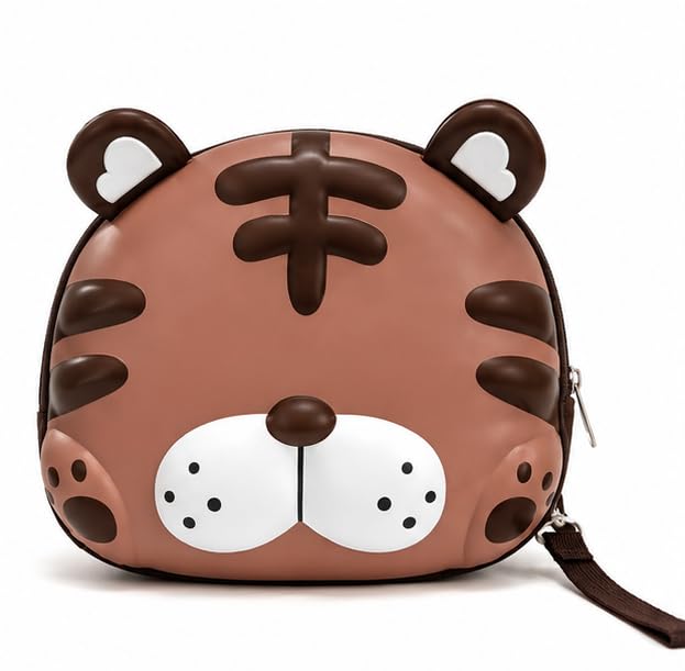 cute tiger face sling bag for & girls | adorable cartoon animal design crossbody shoulder bag with adjustable strap | lightweight mini travel pouch for school, outdoor, casual & daily use